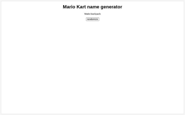 Go Kart Name Generator