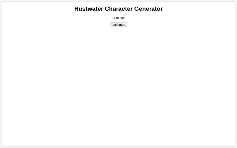 Rustwater Character Generator