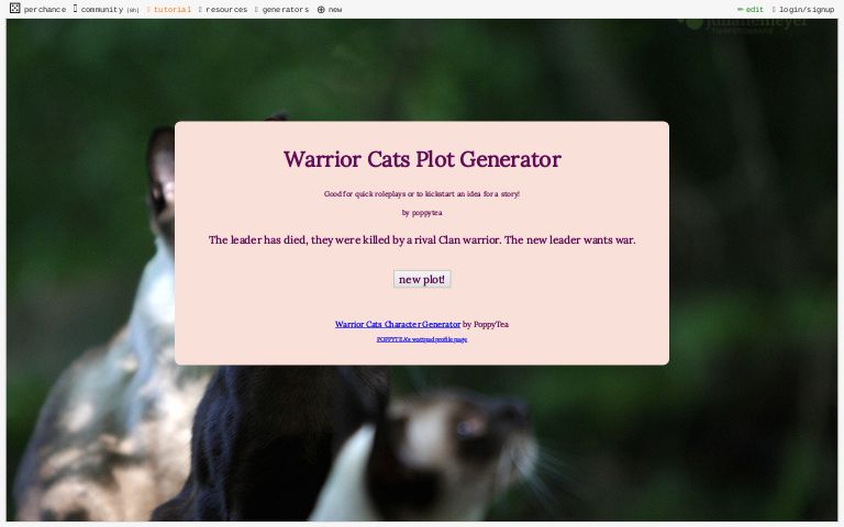 Warrior Cats Plot Generator Perchance