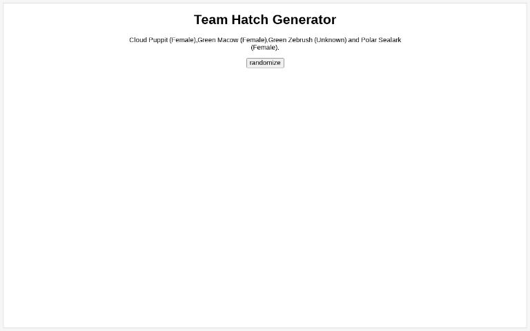 Team Hatch Generator