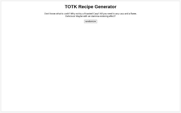 TOTK Recipe Generator