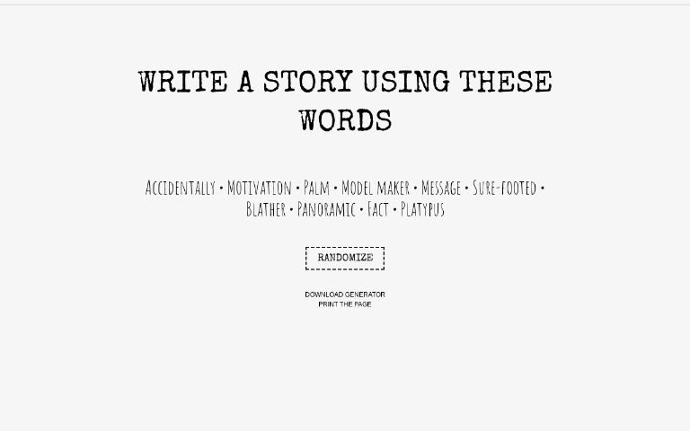 write-a-story-using-these-words-perchance-generator