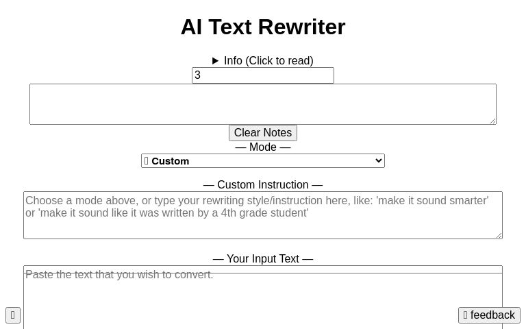 AI Text Converter/Rewriter (free, no sign-up, unlimited) ― Perchance ...