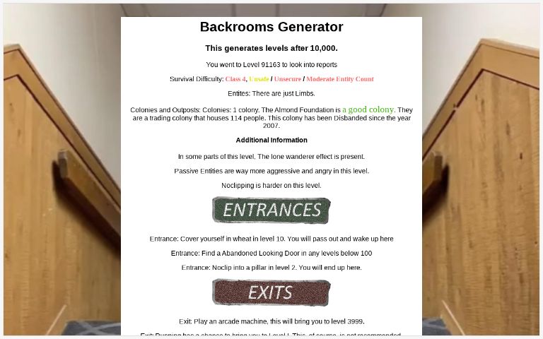 Backrooms Generator ― Perchance