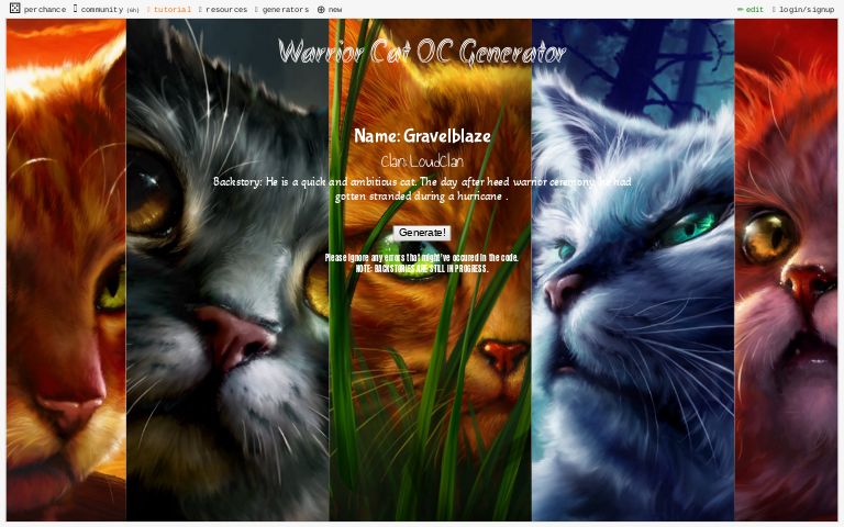 The Warrior Cat Oc Generator ― Perchance