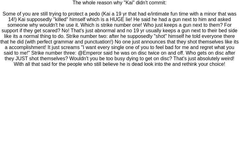 The whole reason why “Kai” didn’t commit: Some of you are still trying