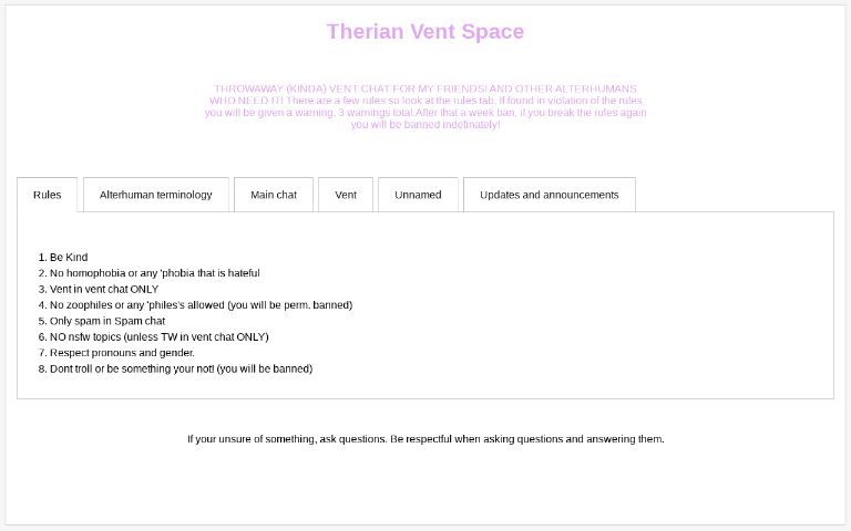 Therian Vent Space ― Perchance Generator