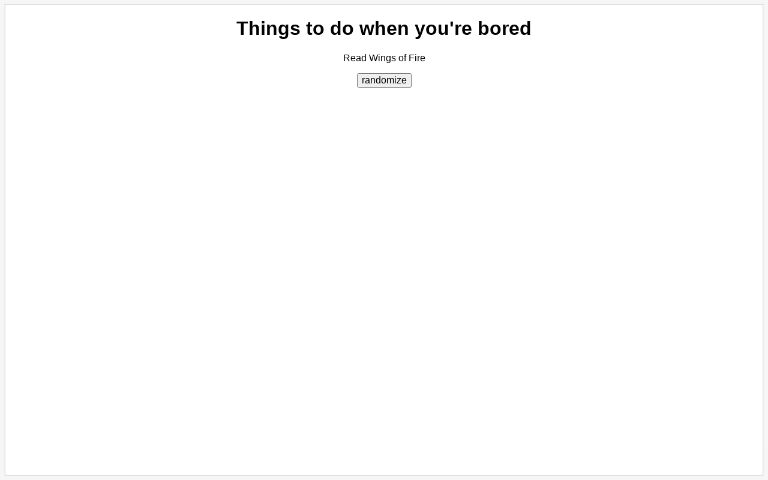 Things to do when you're bored ― Perchance Generator