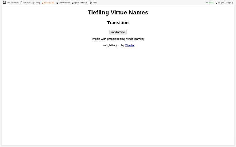 Tiefling Virtue Names ― Perchance Generator