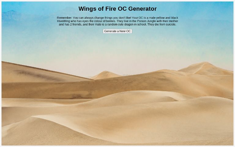 Wings Of Fire OC Generator Perchance