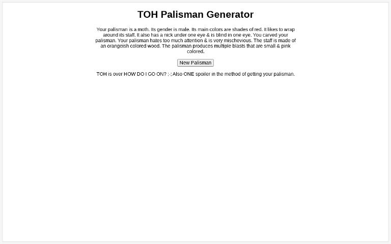 TOH Palisman Generator