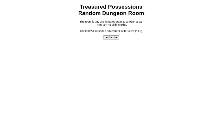 Treasured PossessionsRandom Dungeon Room ― Perchance Generator