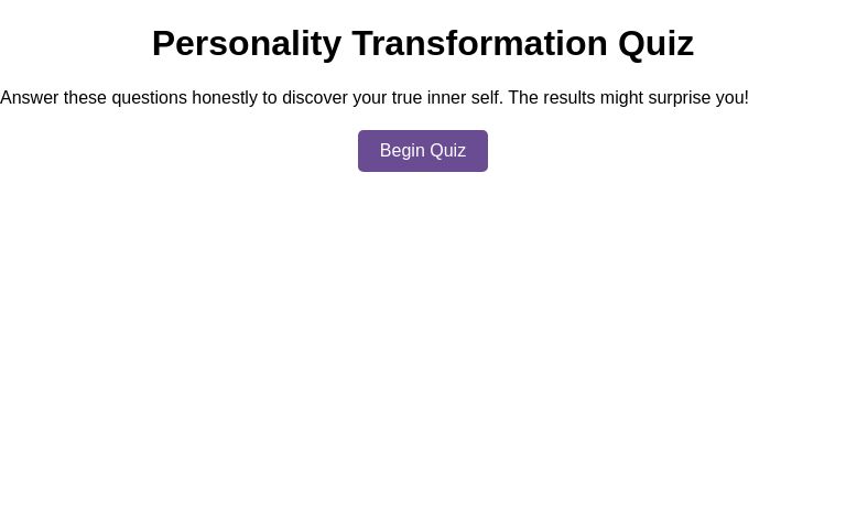 Personality Transformation Quiz ― Perchance Generator