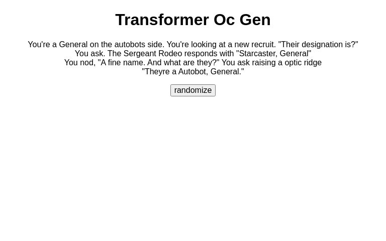 Transformer Oc Gen