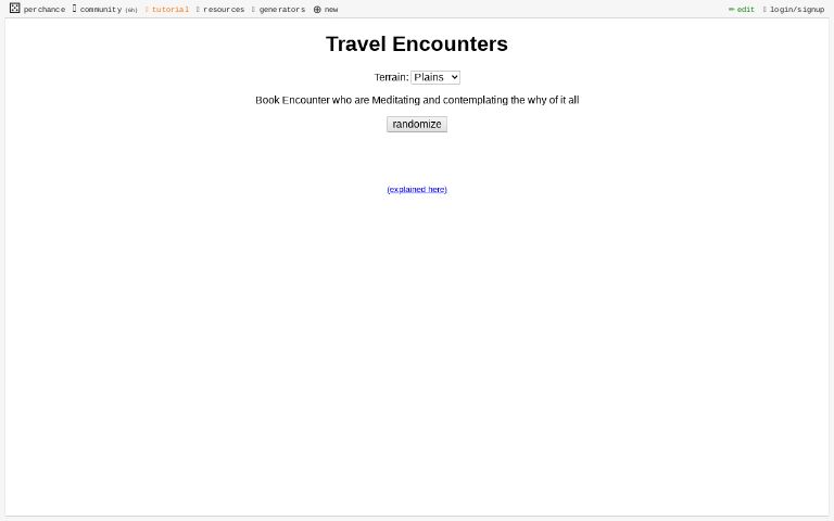 travel encounter generator