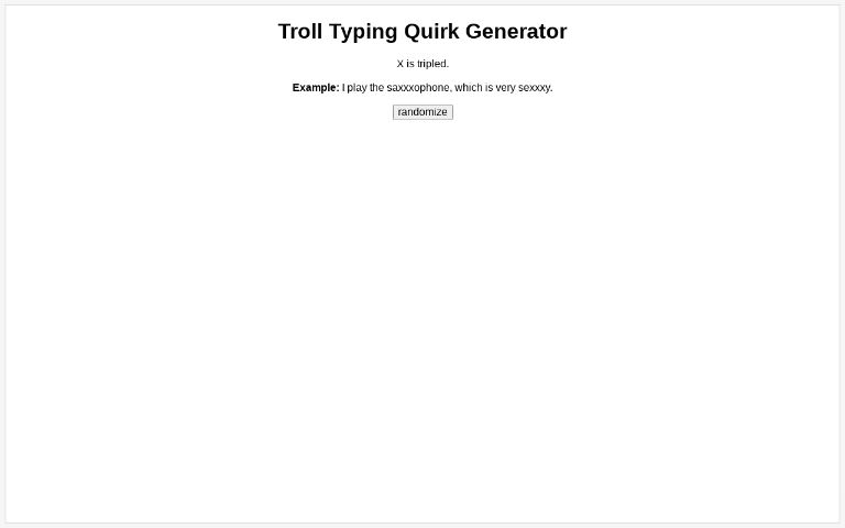 Troll Typing Quirk Generator