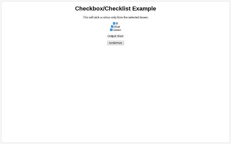 Checkbox/Checklist Example ― Perchance Generator