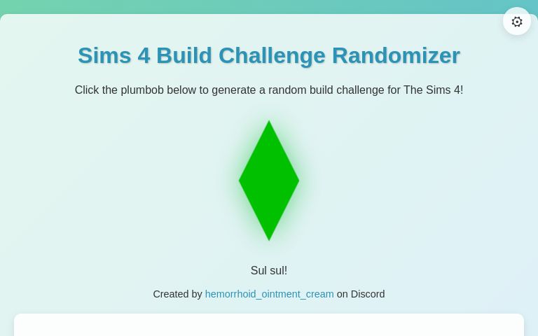 Sims 4 Build Challenge Randomizer ― Perchance Generator