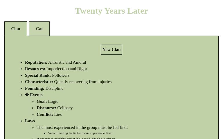 Twenty Years Later ― Perchance Generator