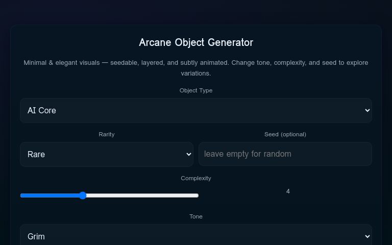 Arcane Object Generator