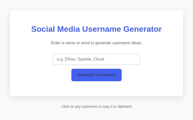 Social Media Username Generator