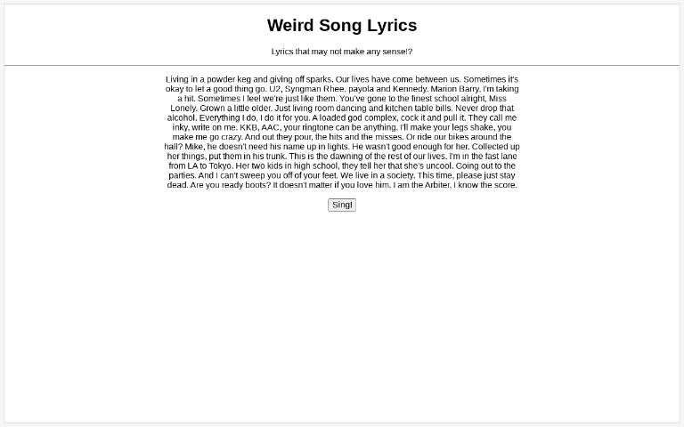 weird-song-lyrics-perchance-generator