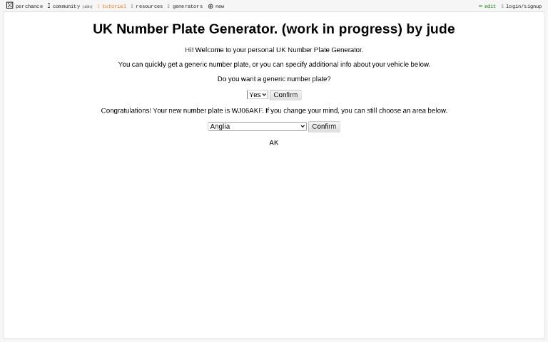 Private sale plate generator