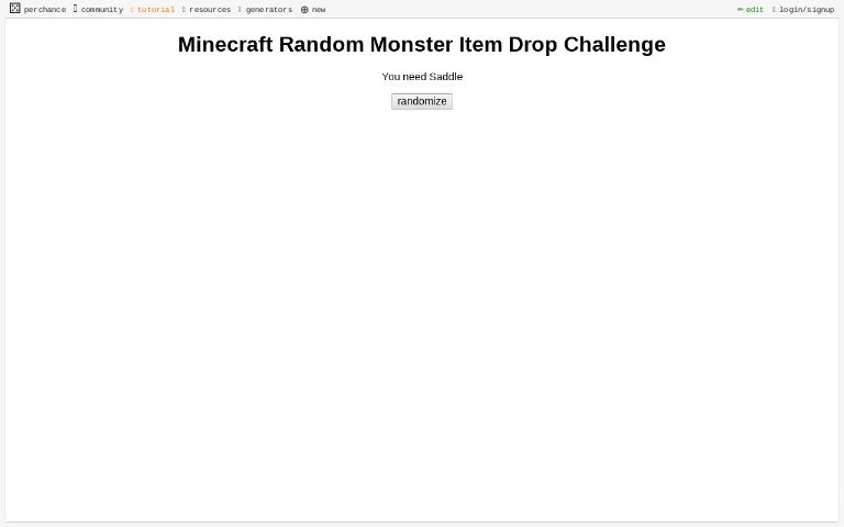 Minecraft Random Monster Item Drop Challenge ― Perchance Generator