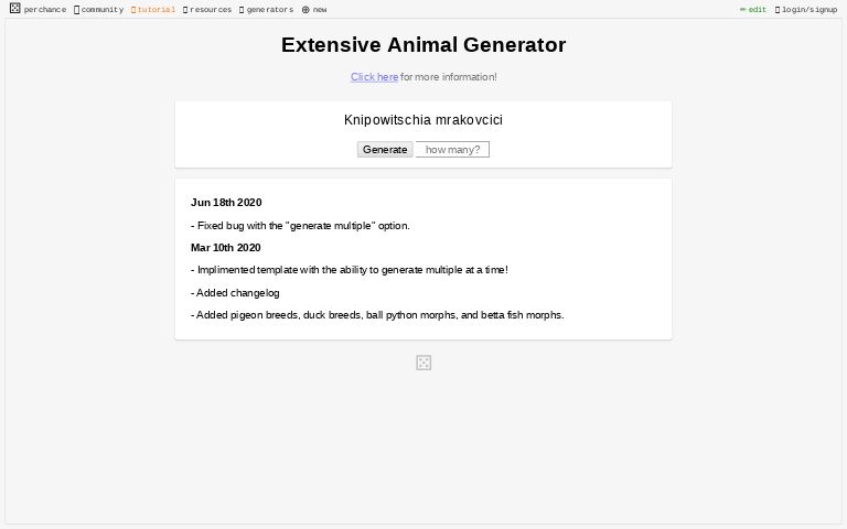 Extensive Animal Generator ― Perchance