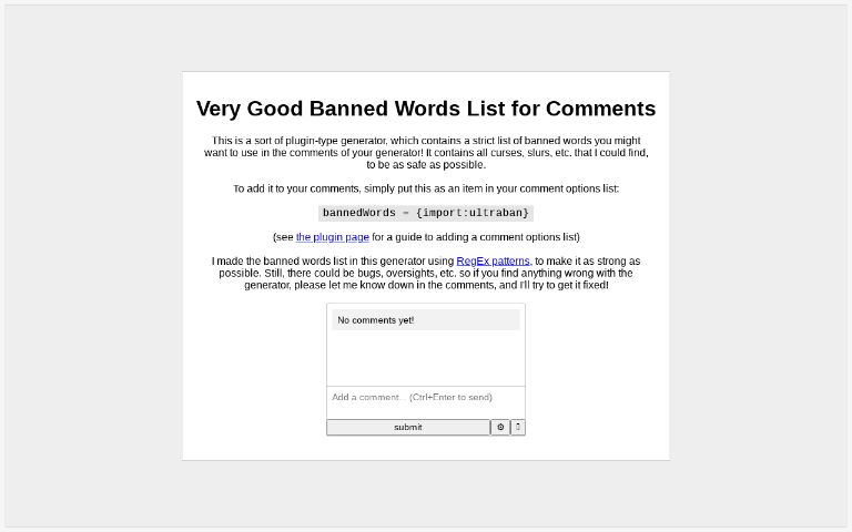 very-good-banned-words-list-for-comments-perchance-generator