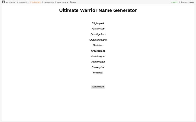 Ultimate Warrior Name Generator