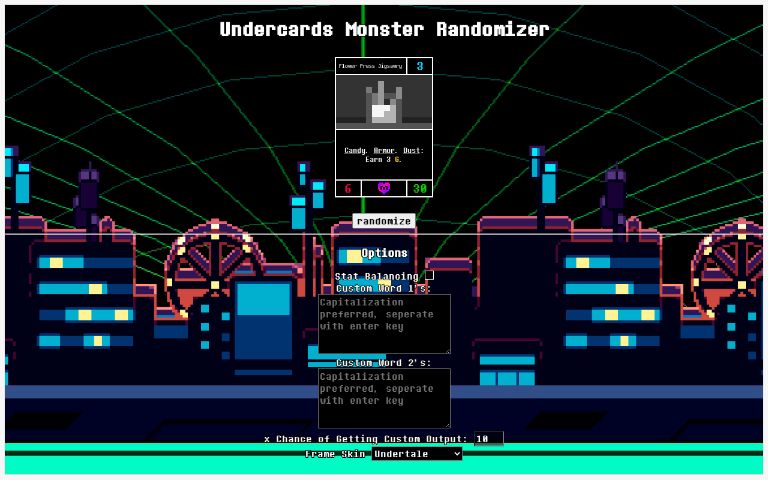 Undercards Monster Randomizer ― Perchance Generator