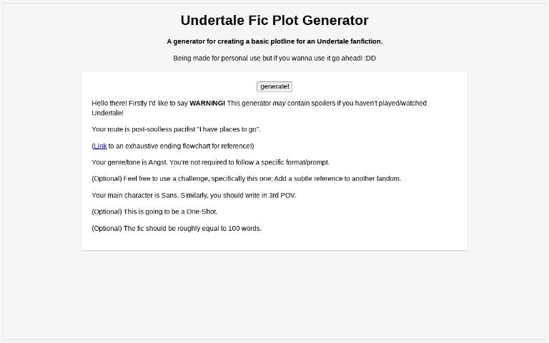 Undertale Fic Plot Generator