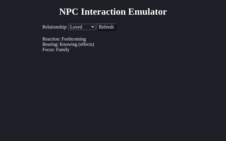NPC Interaction Emulator ― Perchance Generator