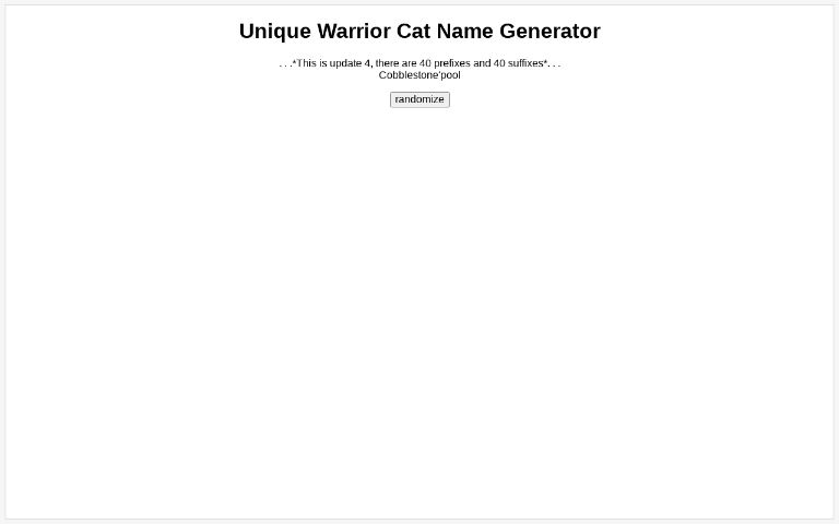 Unique Warrior Cat Name Generator ― Perchance