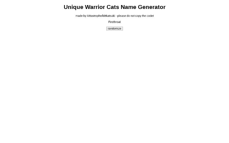 Unique Warrior Cats Name Generator