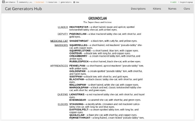Warrior Cat Clan Generator