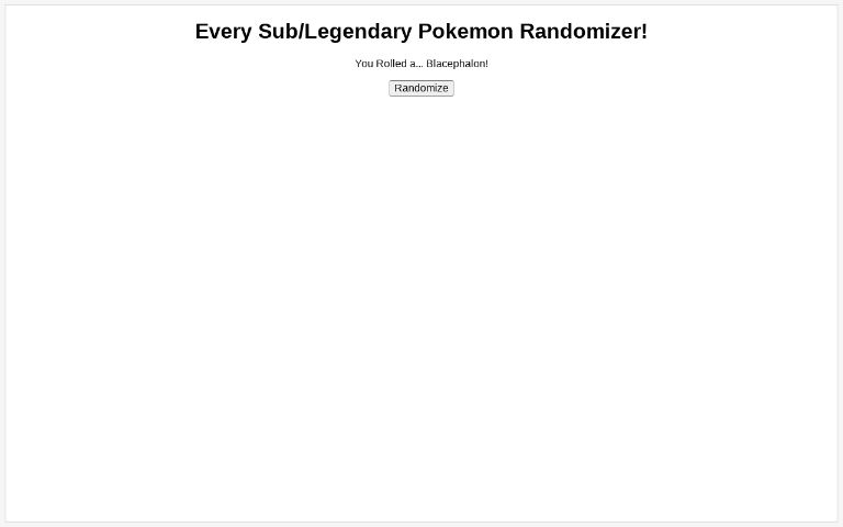 Every Sub/Legendary Pokemon Randomizer! ― Perchance Generator