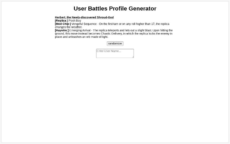 User Battles Profile Generator