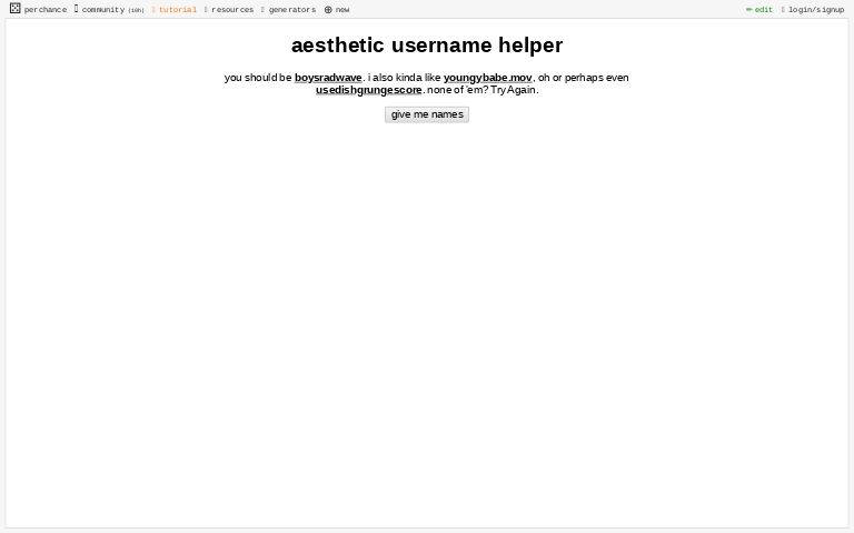 Aesthetic Username Helper Perchance Generator