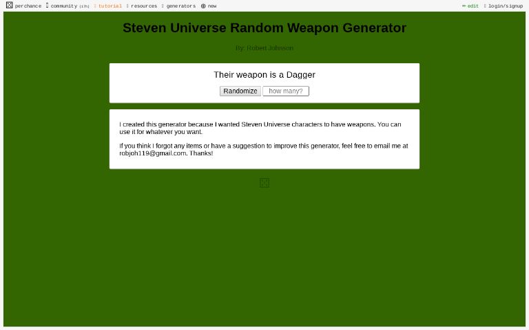 Universe Random Weapon Generator ― Perchance