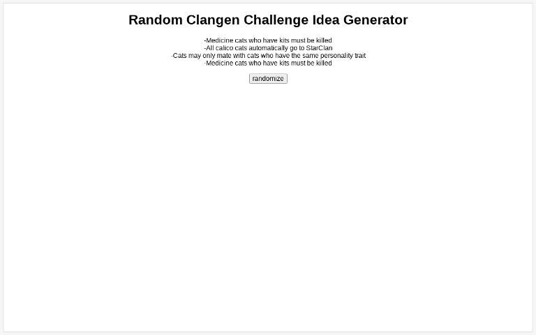 Random Clangen Challenge Idea Generator
