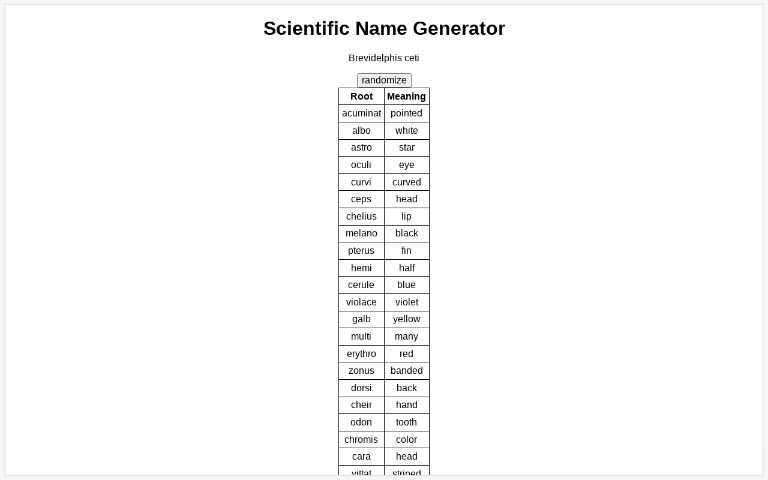 Scientific name generator