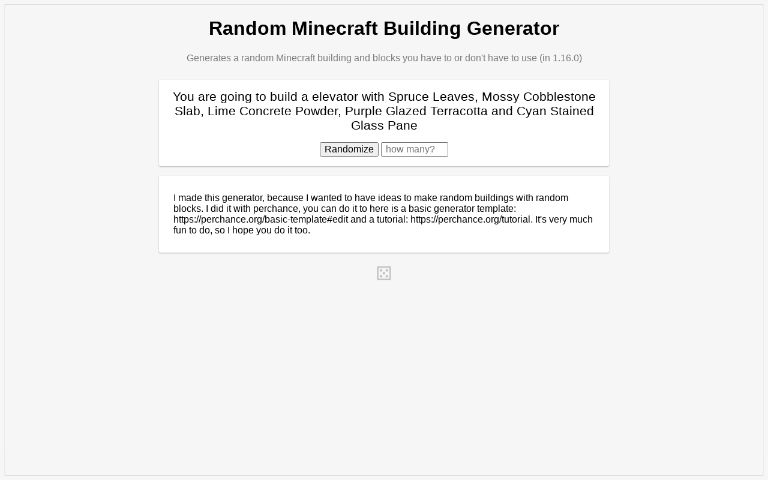 Random Minecraft Building Generator