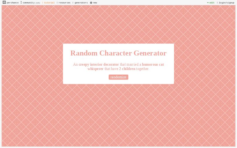 Random Character Generator ― Perchance