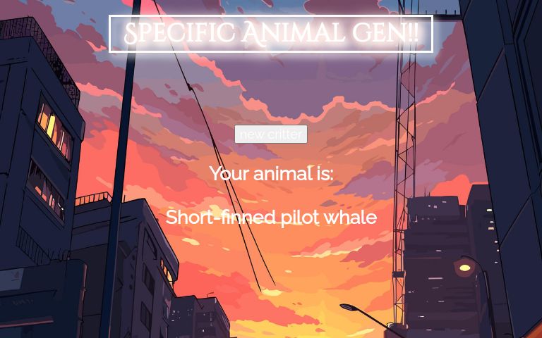 specific-animal-gen-perchance-generator