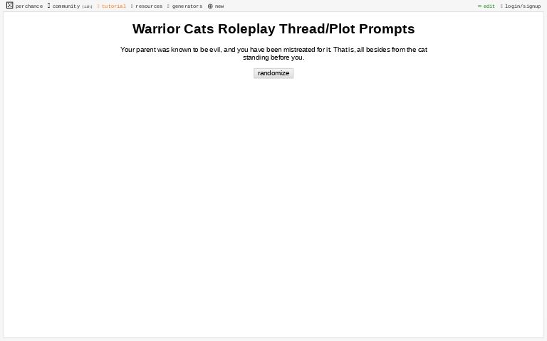 Warrior Cats Roleplay Thread/Plot Prompts ― Perchance Generator