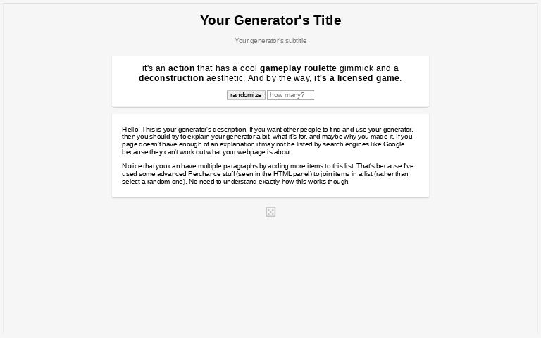 Vid Game Gen ― Perchance Generator