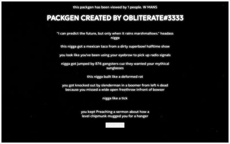 PACKGEN CREATED BY OBLITERATE#3333 ― Perchance Generator