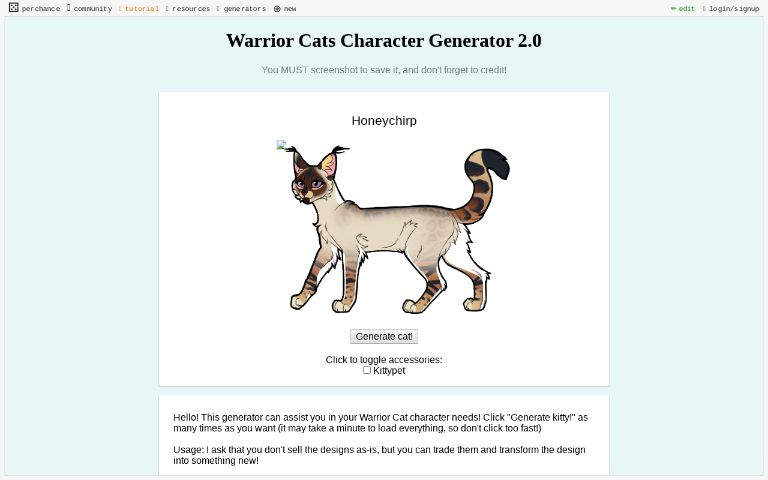 Warrior Cats Character Generator 2.0